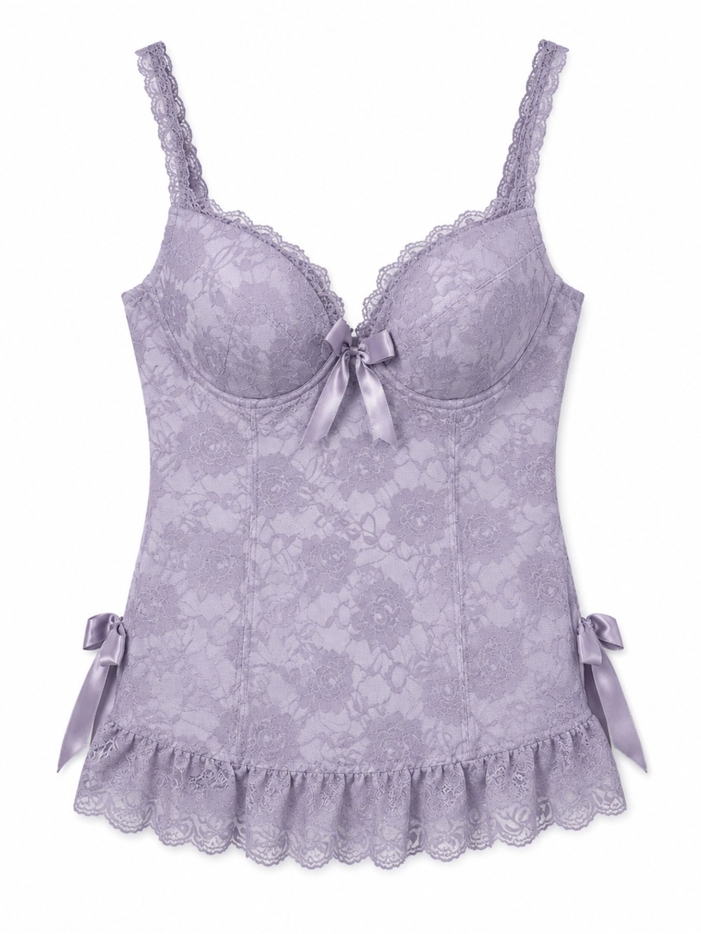 Lace Satin-Trim Bustier Camisole - Lavender